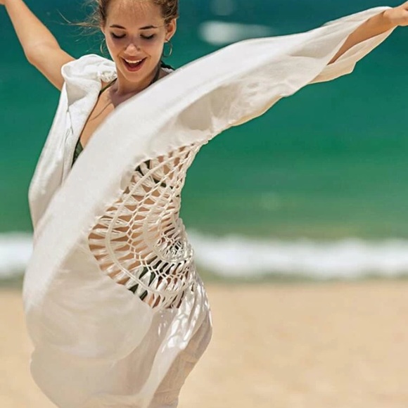 White Crochet Cape Kimono - Picture 6 of 6